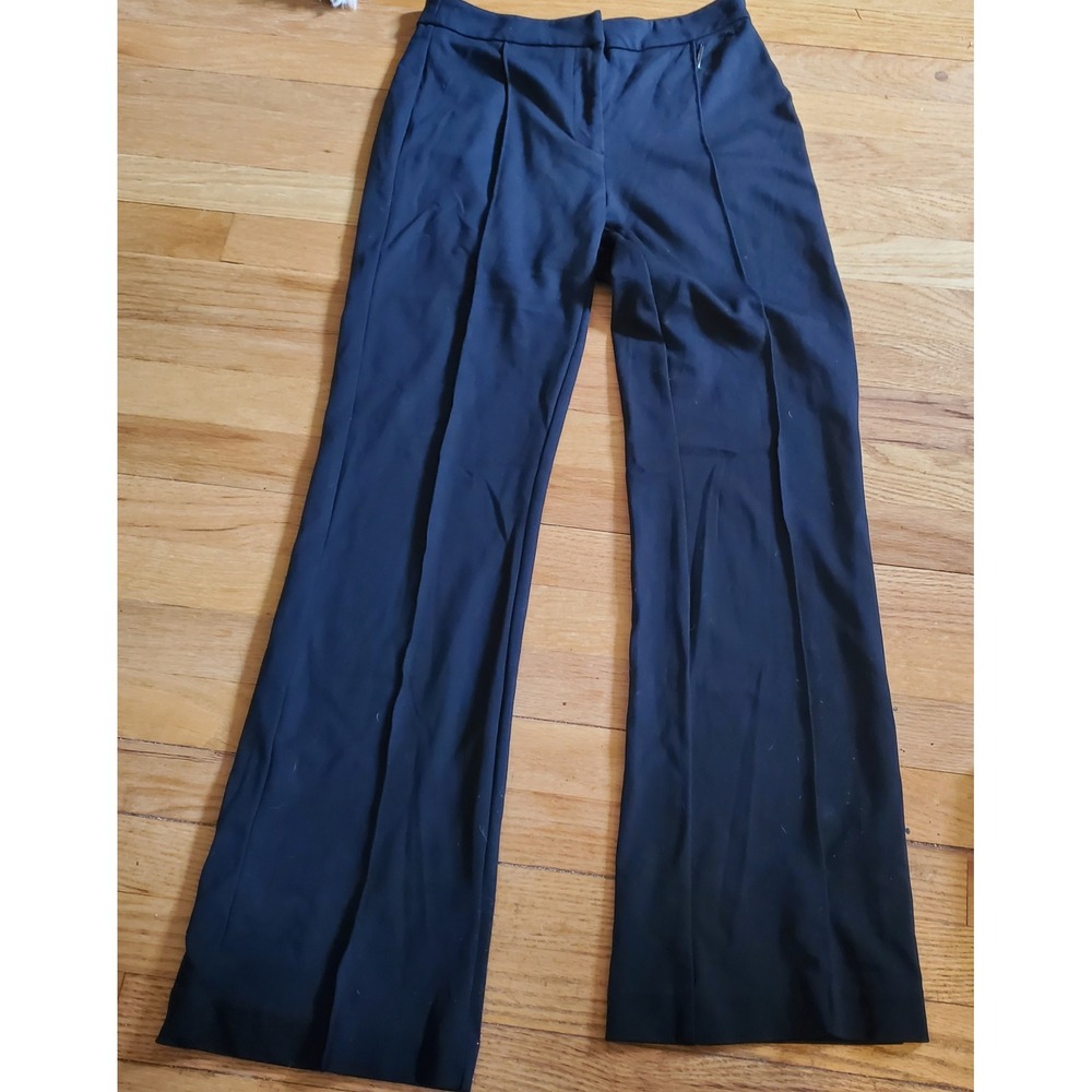 Elie Tahari Womens Black Ponte Pintuck Wide Leg Dress Pants Sz 4 Zip Loose Hang